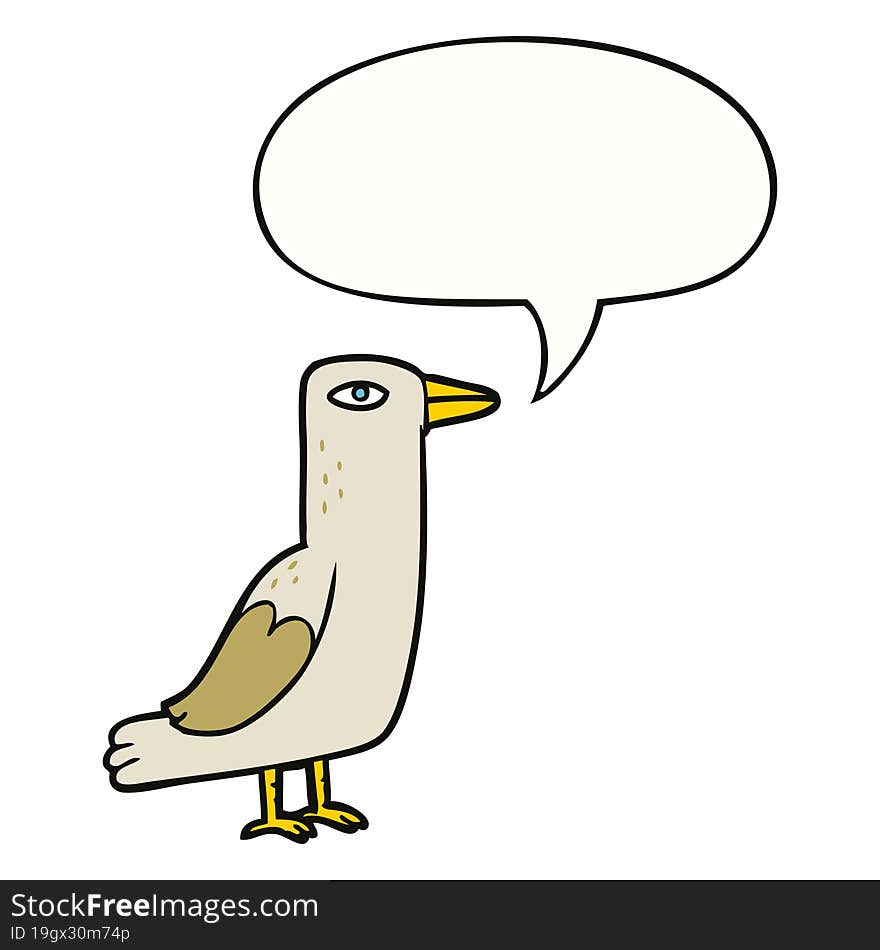 Cartoon Bird And Speech Bubble