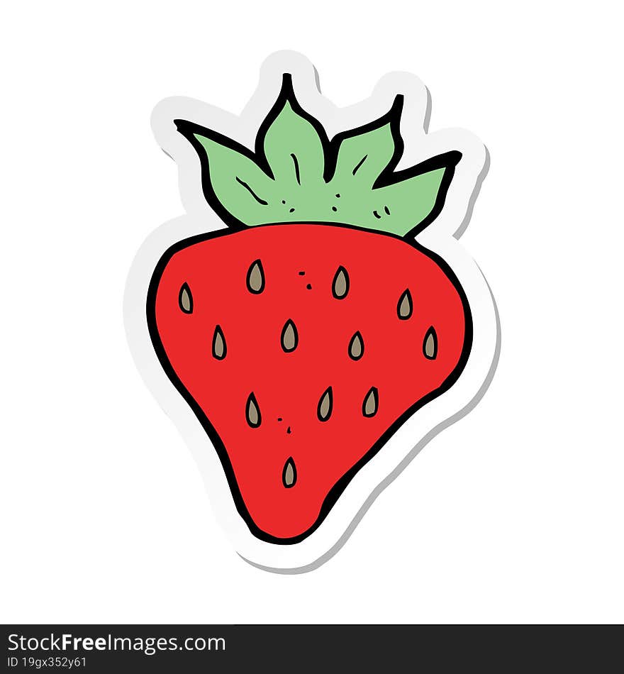 sticker of a cartoon strawberry