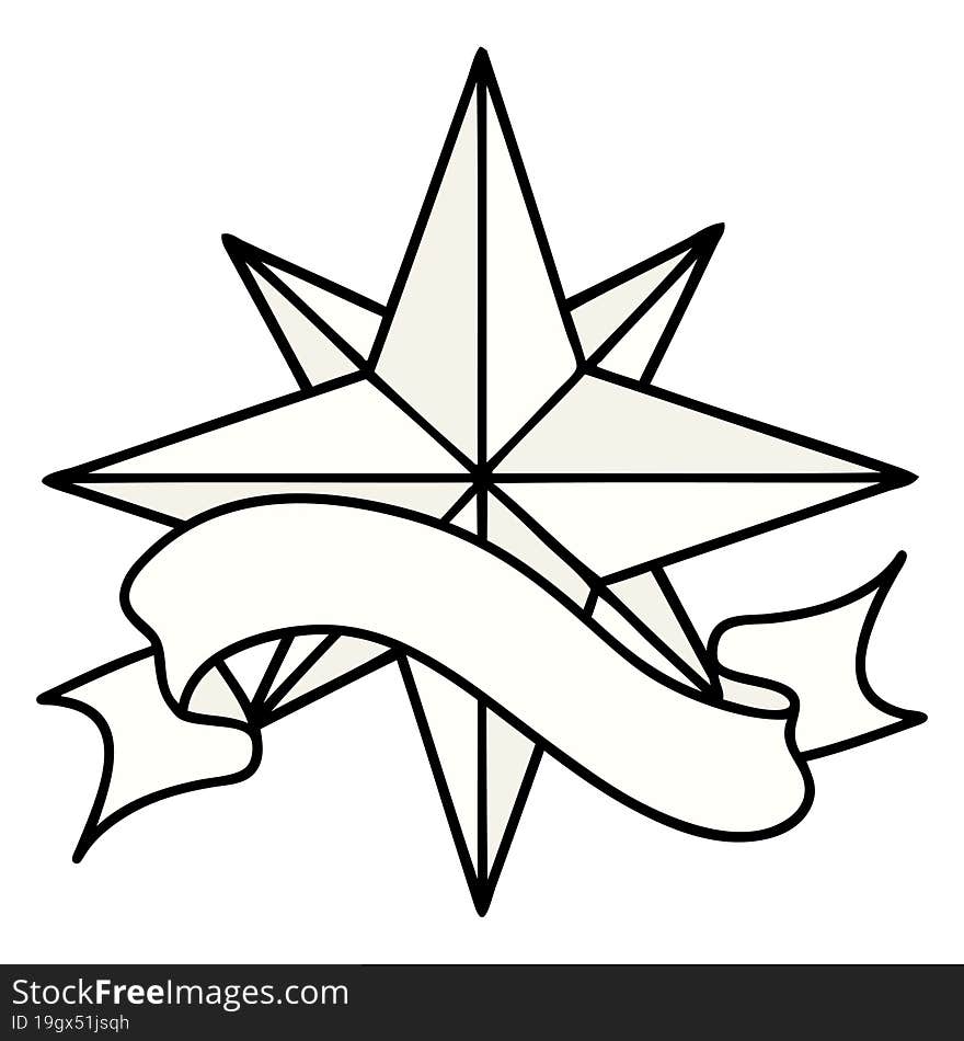 Tattoo With Banner Of A Star