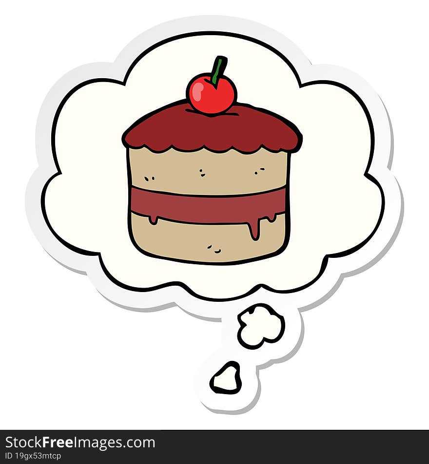 Cartoon Cake And Thought Bubble As A Printed Sticker