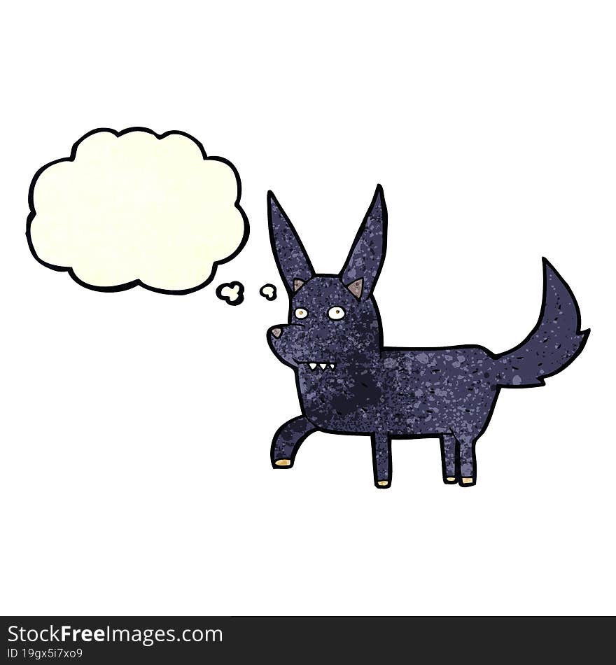 cartoon wild dog with thought bubble