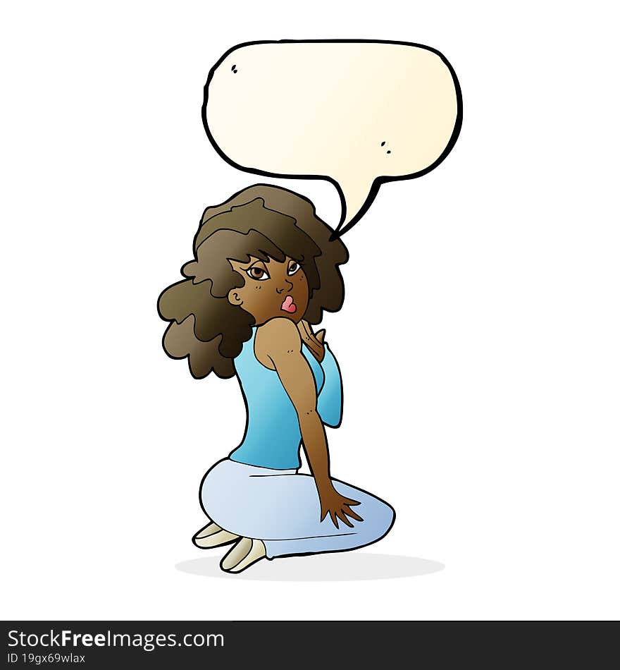 cartoon woman posing with speech bubble