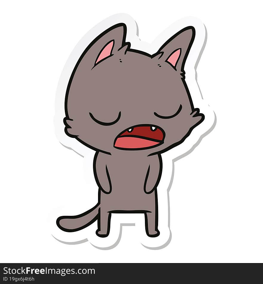 sticker of a talking cat cartoon