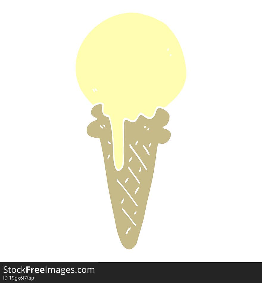 flat color illustration cartoon ice cream cone