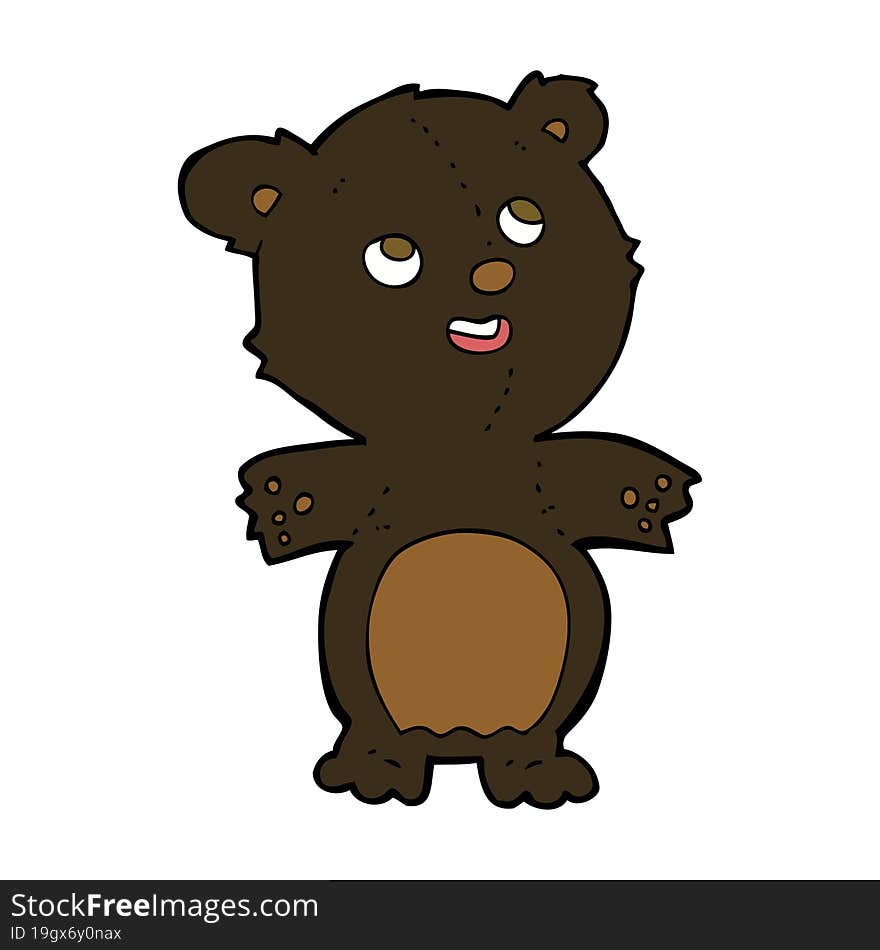 cartoon happy little black bear