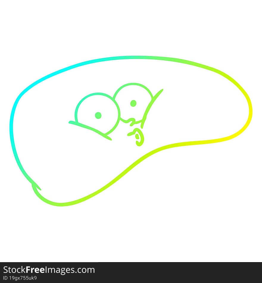 cold gradient line drawing of a cartoon liver