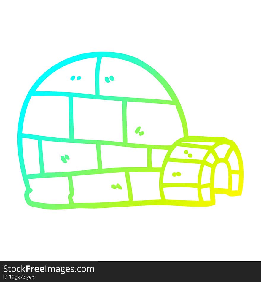 cold gradient line drawing cartoon winter igloo