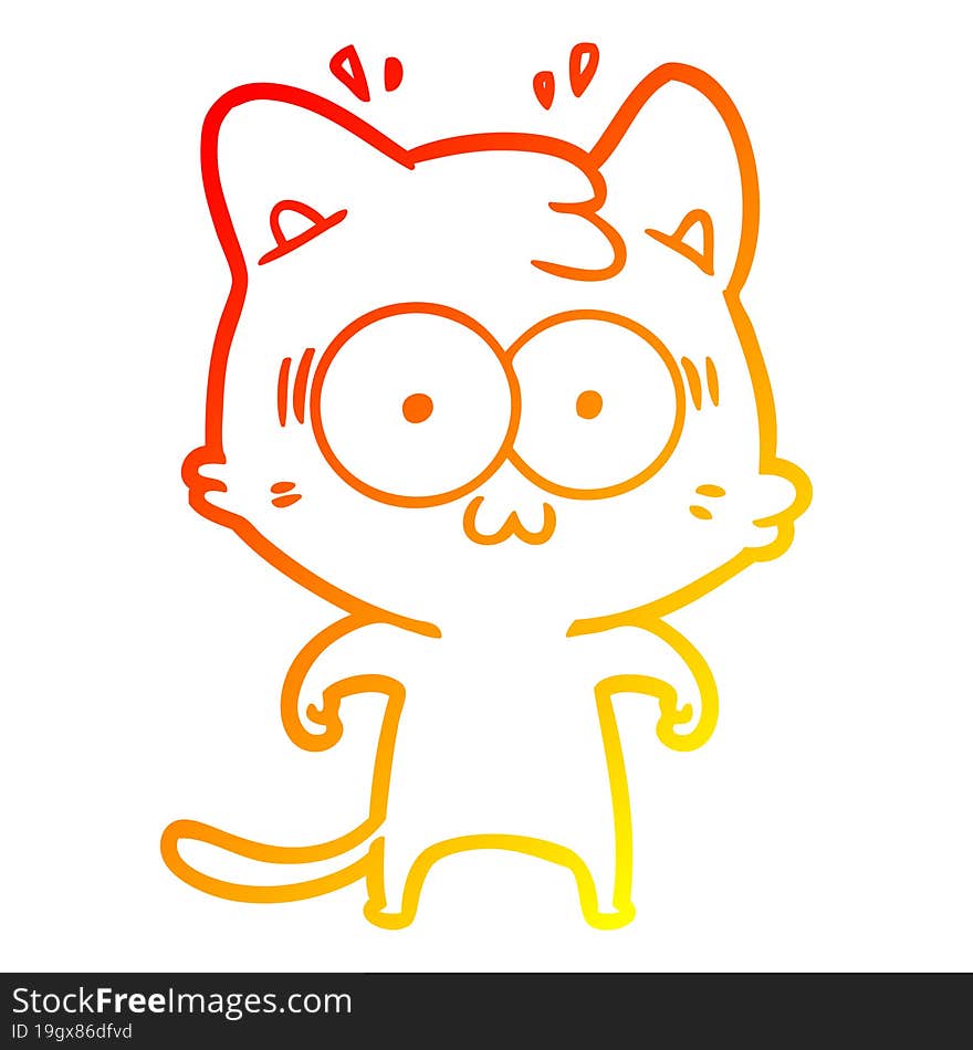 Warm Gradient Line Drawing Cartoon Surprised Cat