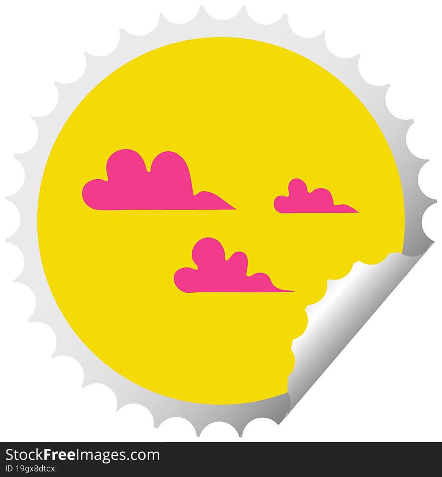 circular peeling sticker cartoon cloud