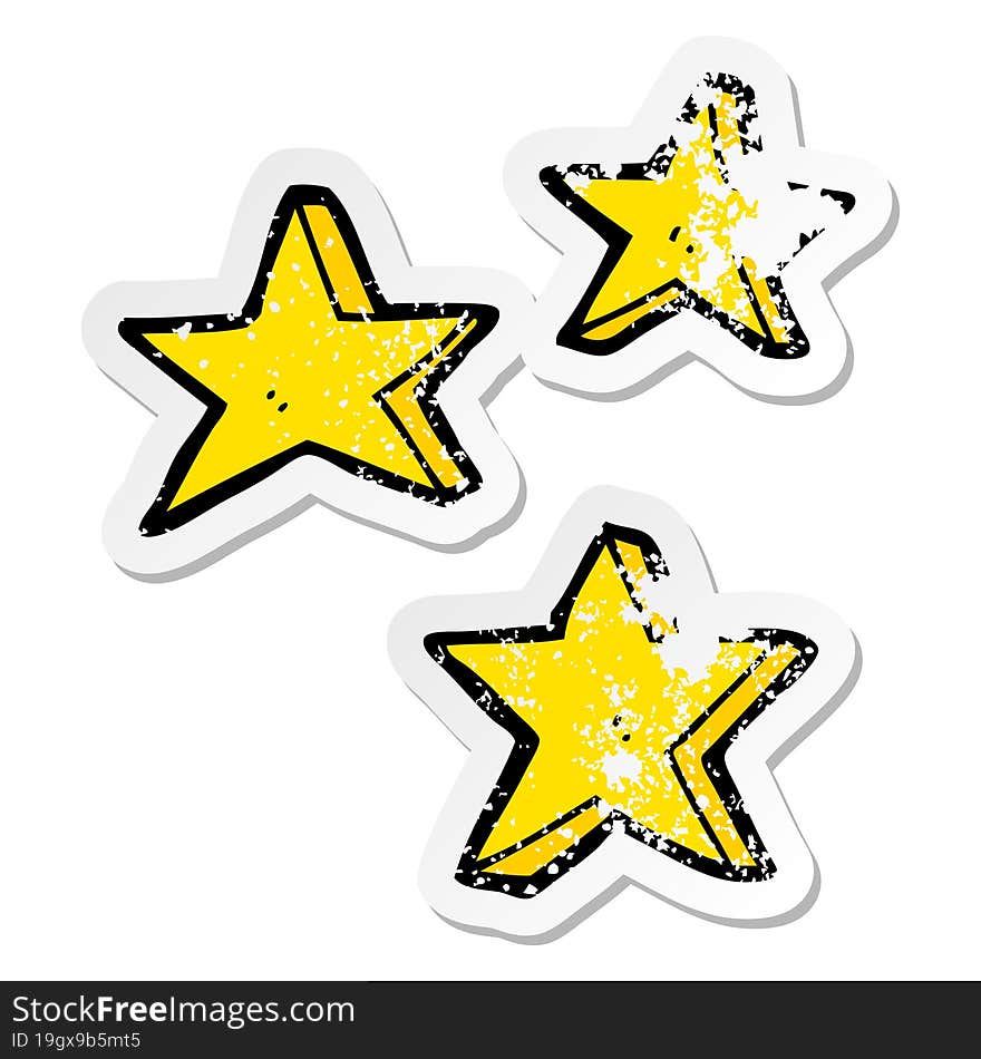 distressed sticker of a cartoon stars