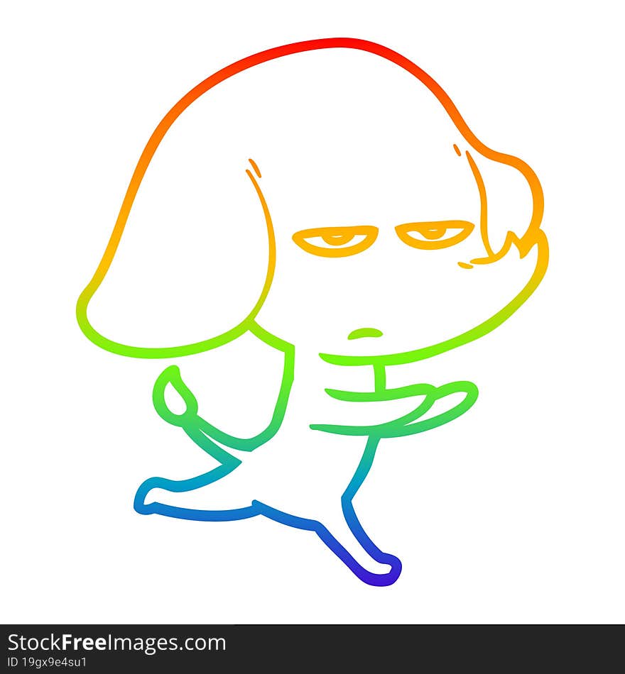 rainbow gradient line drawing annoyed cartoon elephant