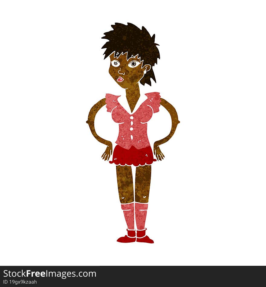 cartoon woman with hands on hips