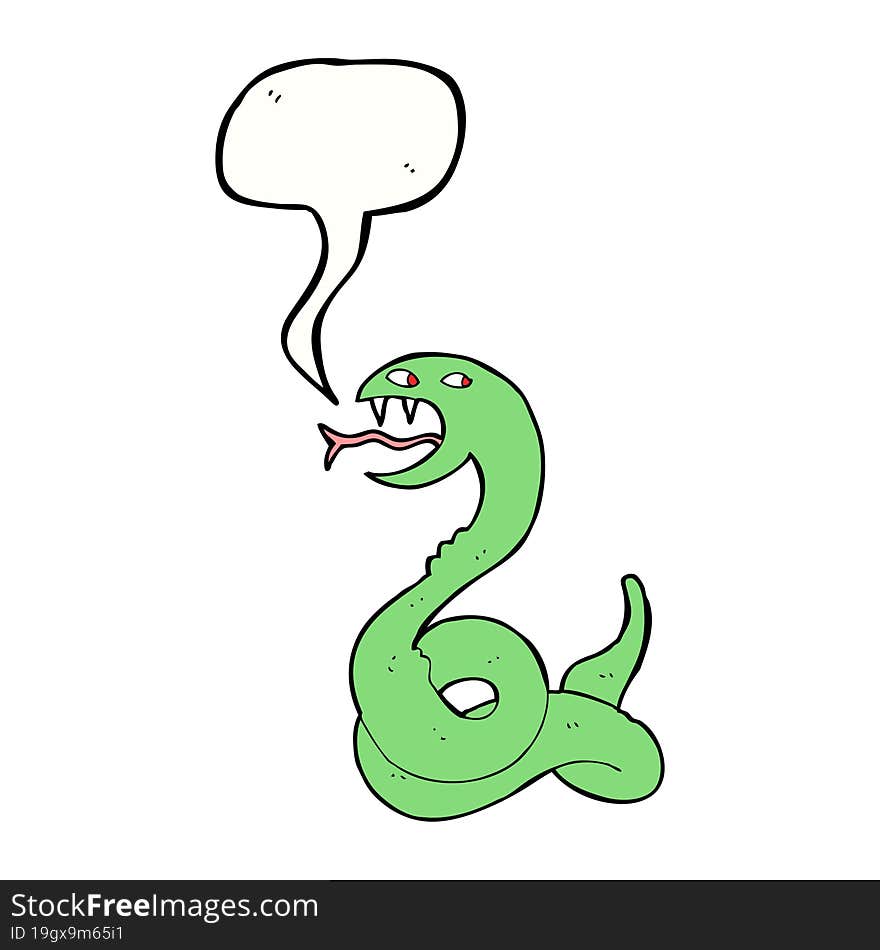 Cartoon Hissing Snake With Speech Bubble