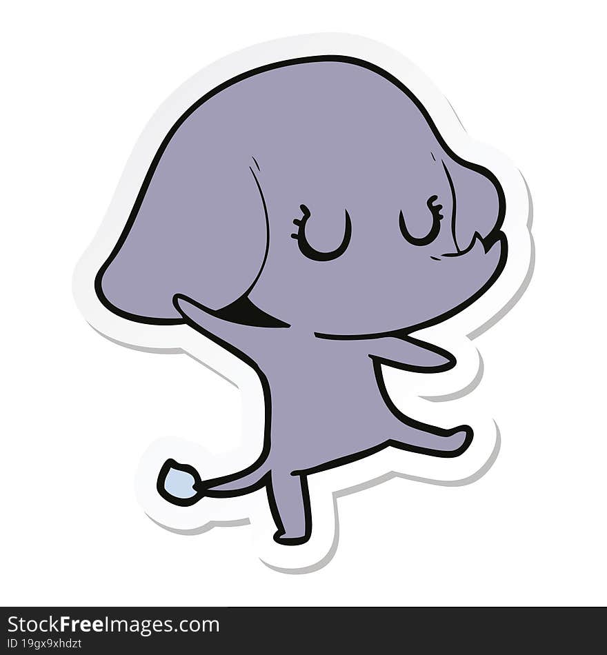 sticker of a cute cartoon elephant