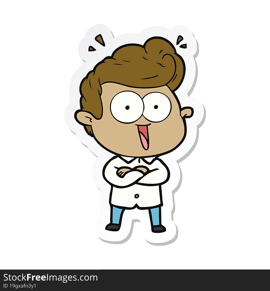 sticker of a cartoon excited man