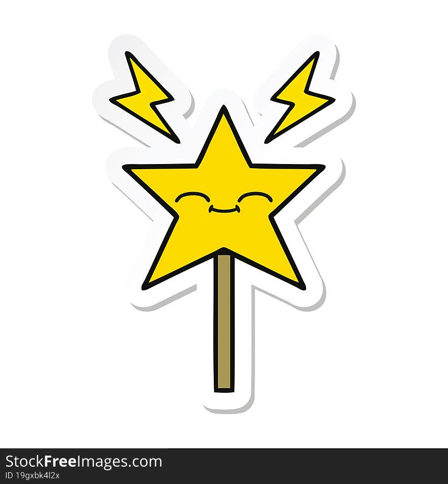 Sticker Of A Cute Cartoon Magic Wand