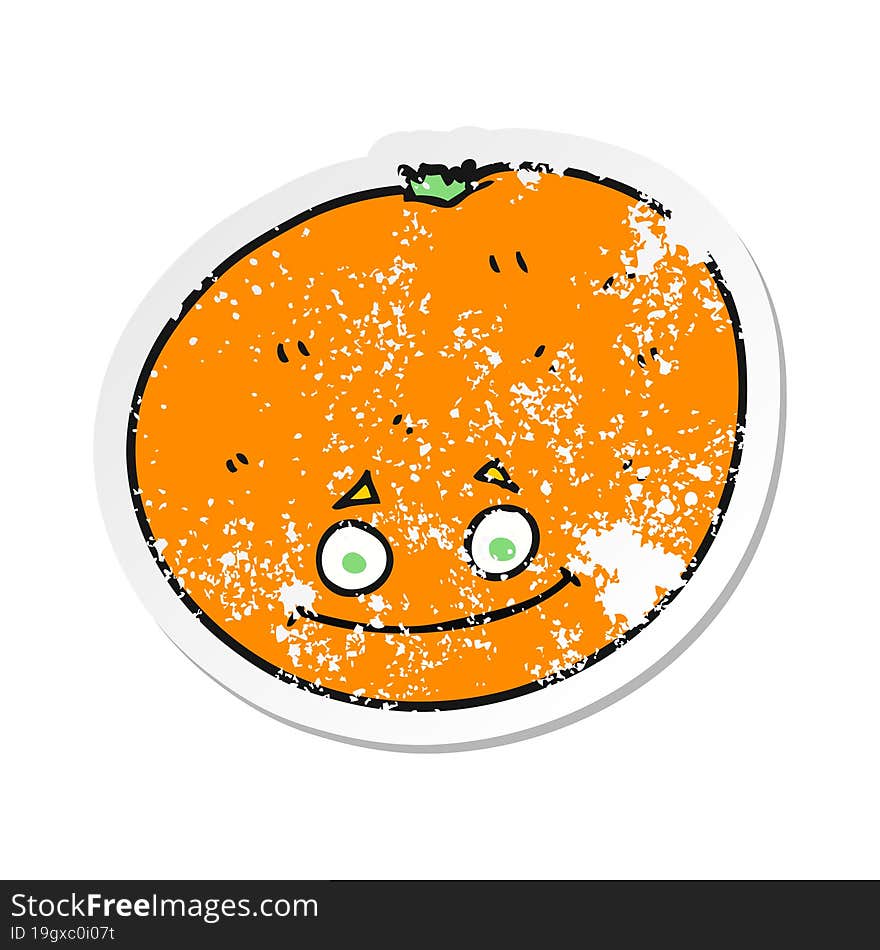 retro distressed sticker of a cartoon orange