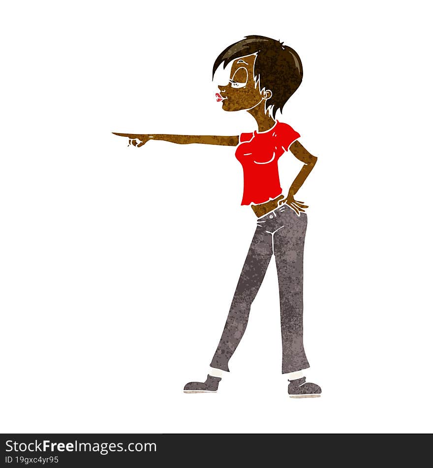 cartoon hip woman pointing