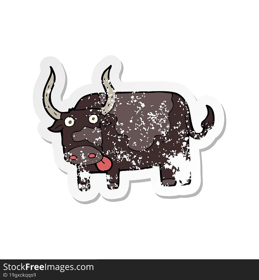 retro distressed sticker of a cartoon bull