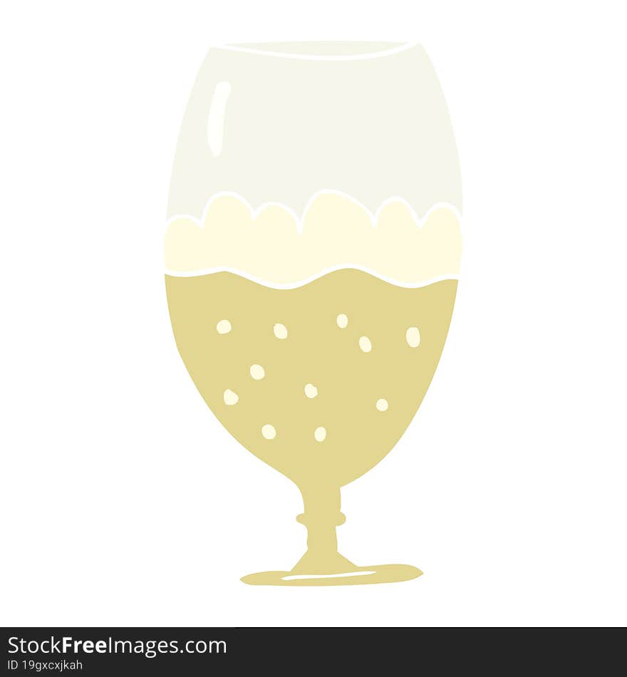 flat color illustration of a cartoon beer in glass