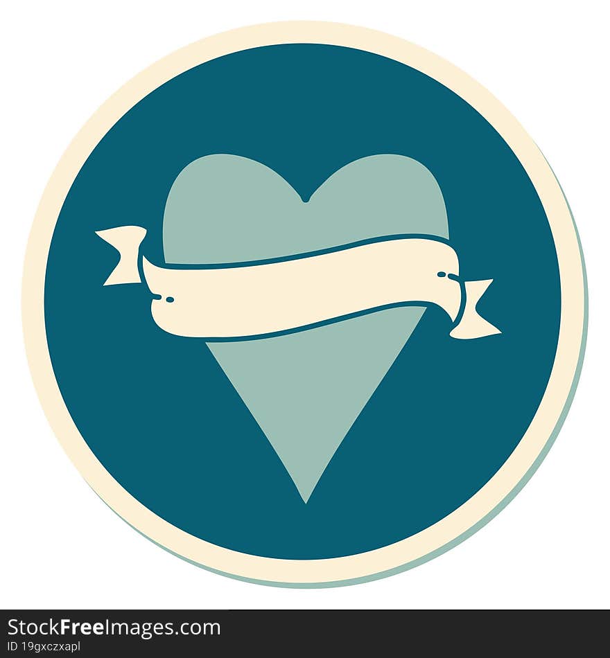 Tattoo Style Sticker Of A Heart And Banner