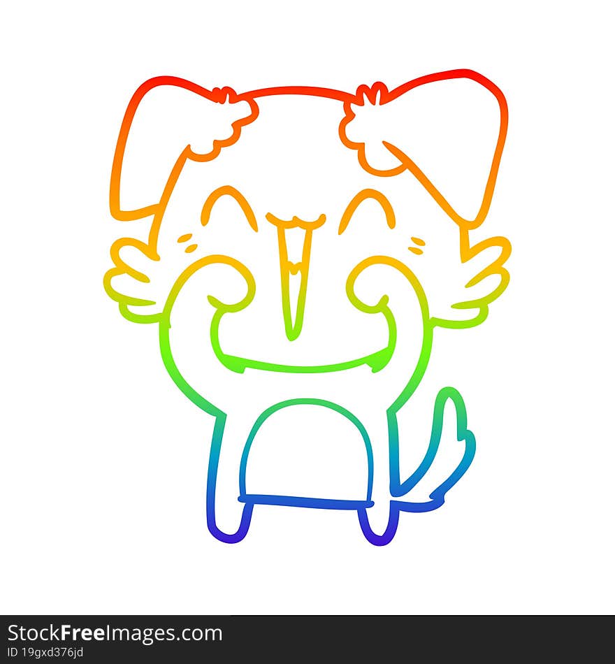 rainbow gradient line drawing happy little dog cartoon