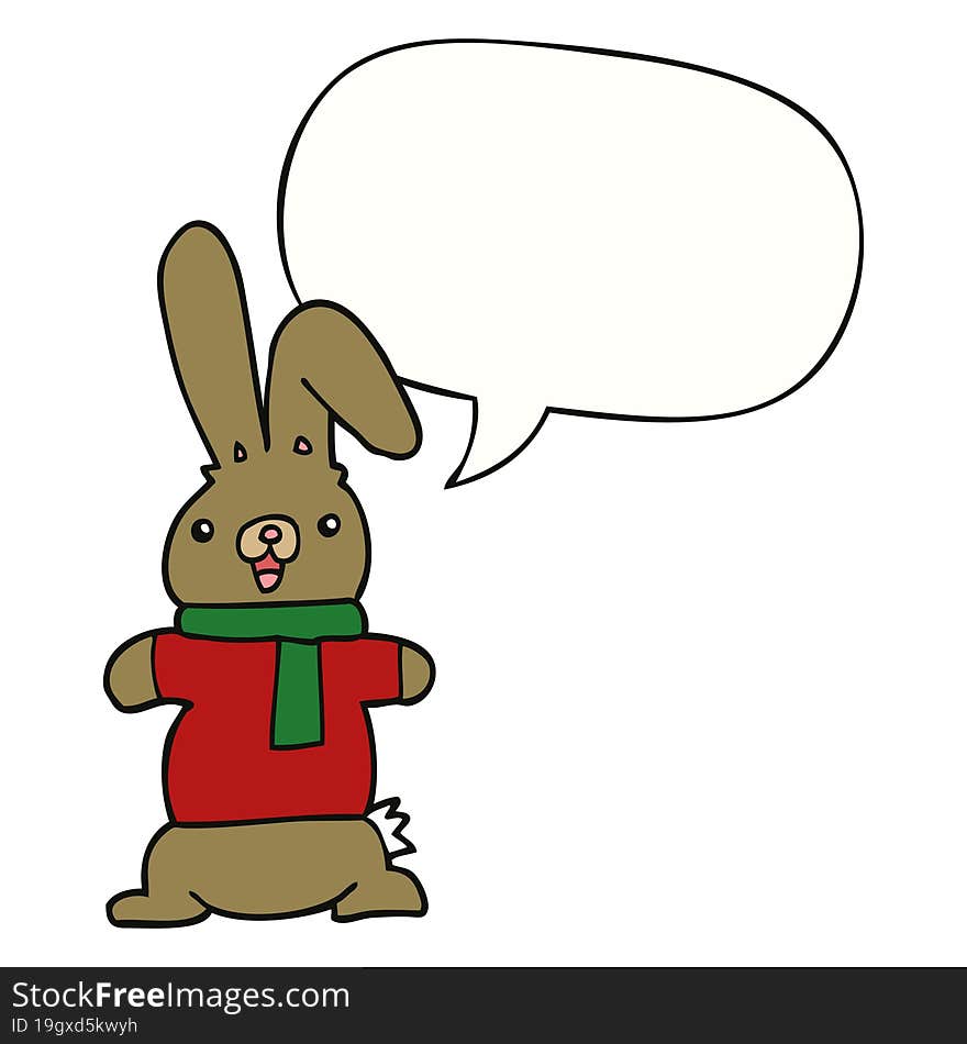 cartoon rabbit and speech bubble