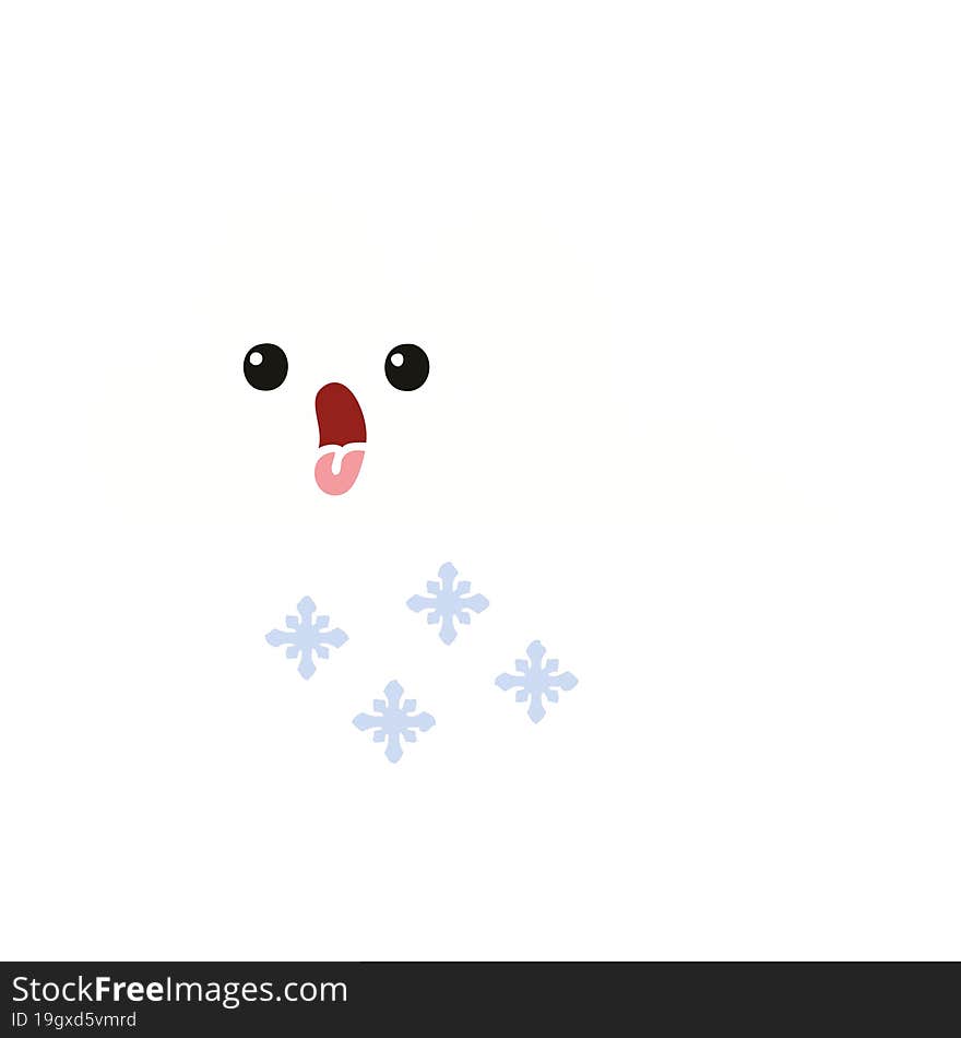 Flat Color Retro Cartoon Snow Cloud