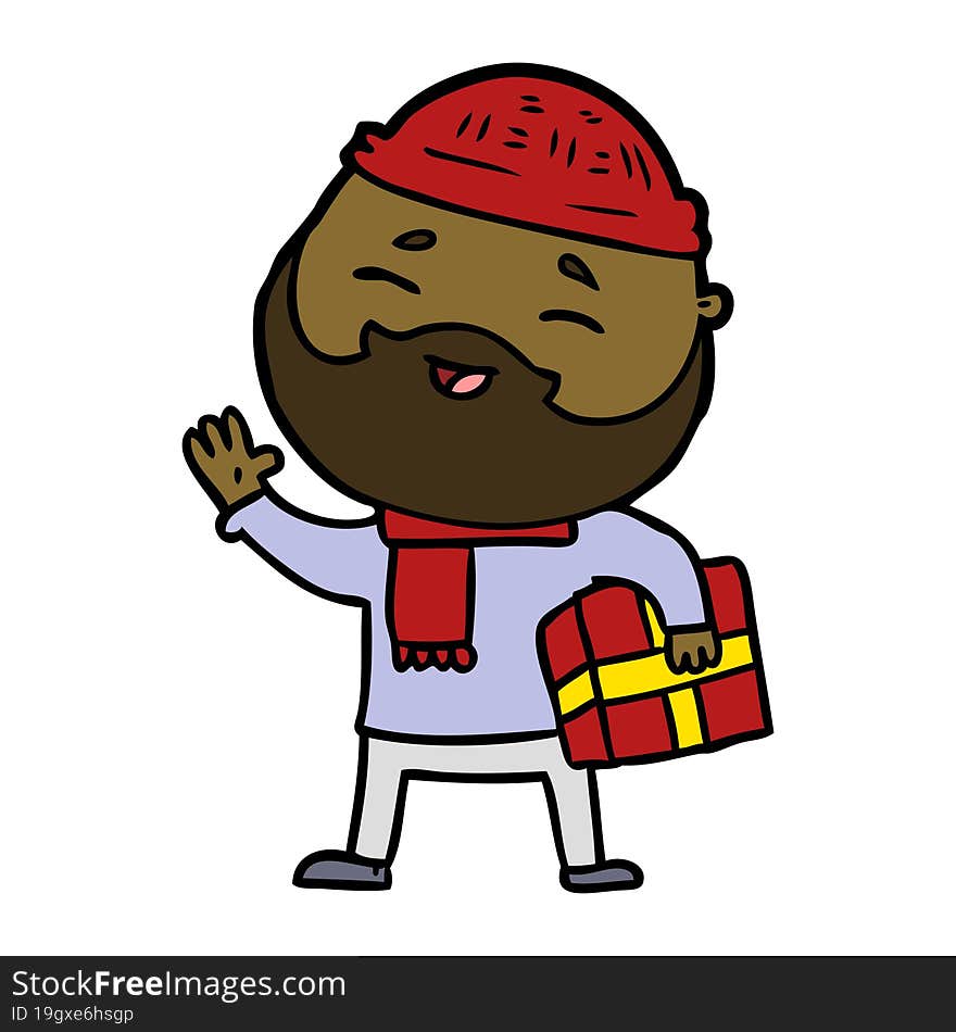 cartoon happy bearded man. cartoon happy bearded man