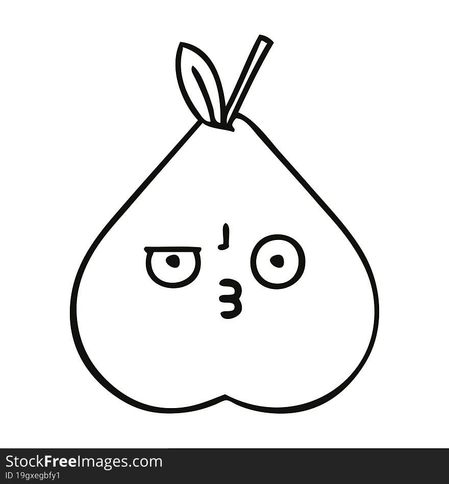 line drawing cartoon of a pear. line drawing cartoon of a pear