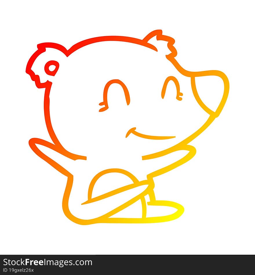 warm gradient line drawing smiling bear cartoon