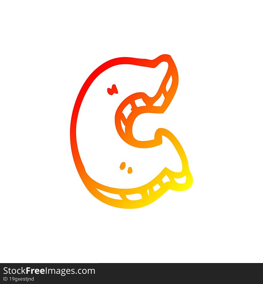 Warm Gradient Line Drawing Cartoon Letter C