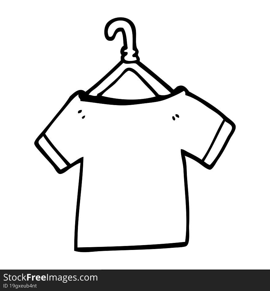 line drawing cartoon t shirt on hanger