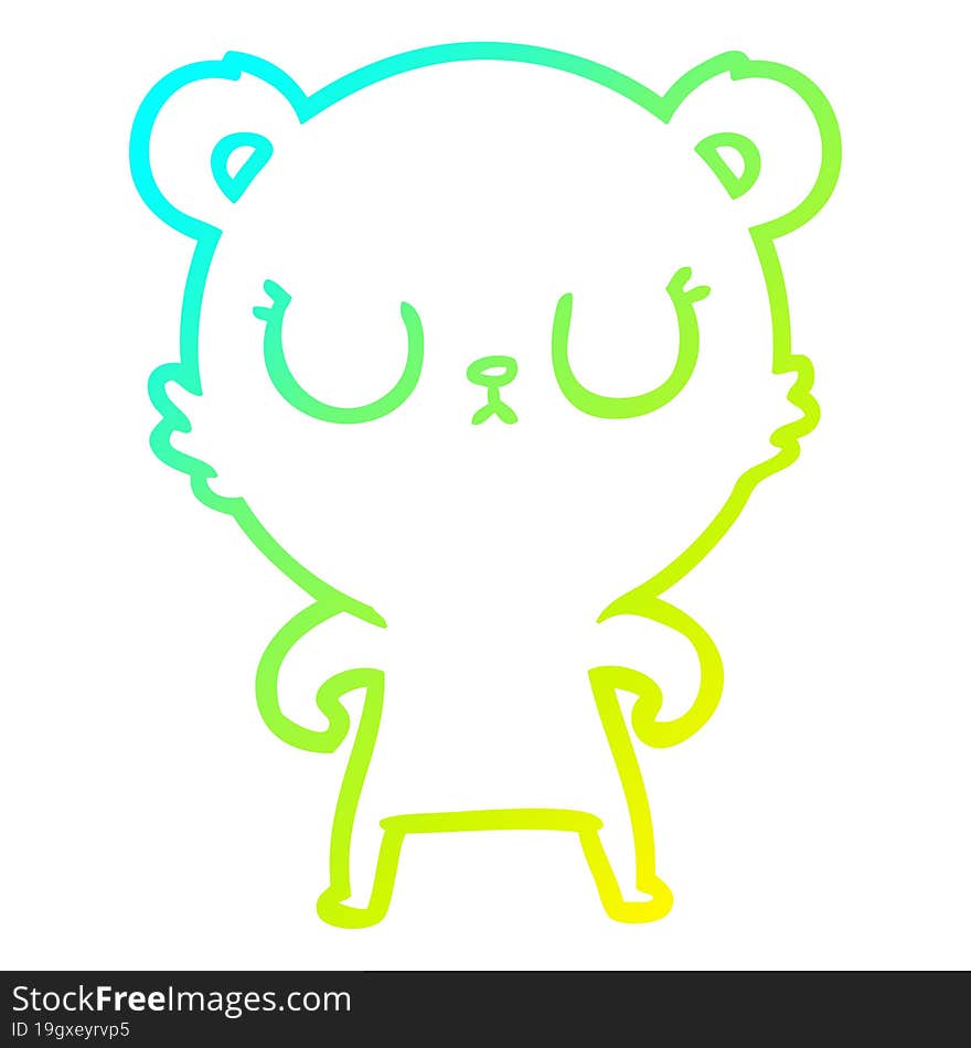 Cold Gradient Line Drawing Peaceful Cartoon Bear