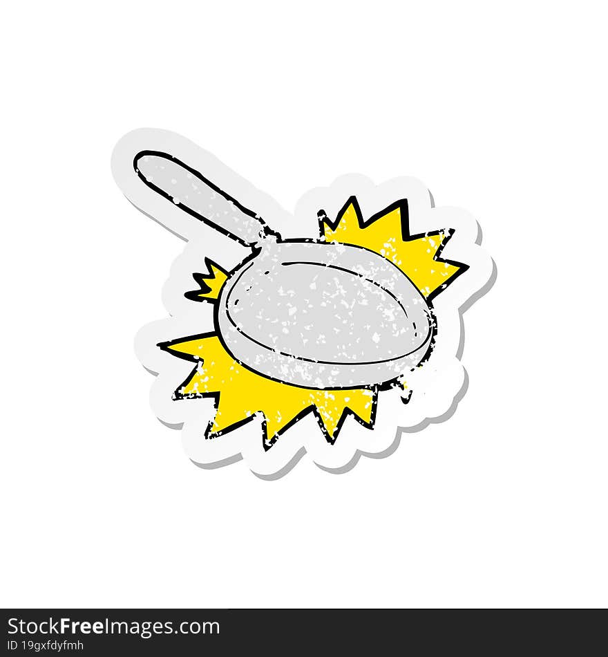 Retro Distressed Sticker Of A Cartoon Frying Pan