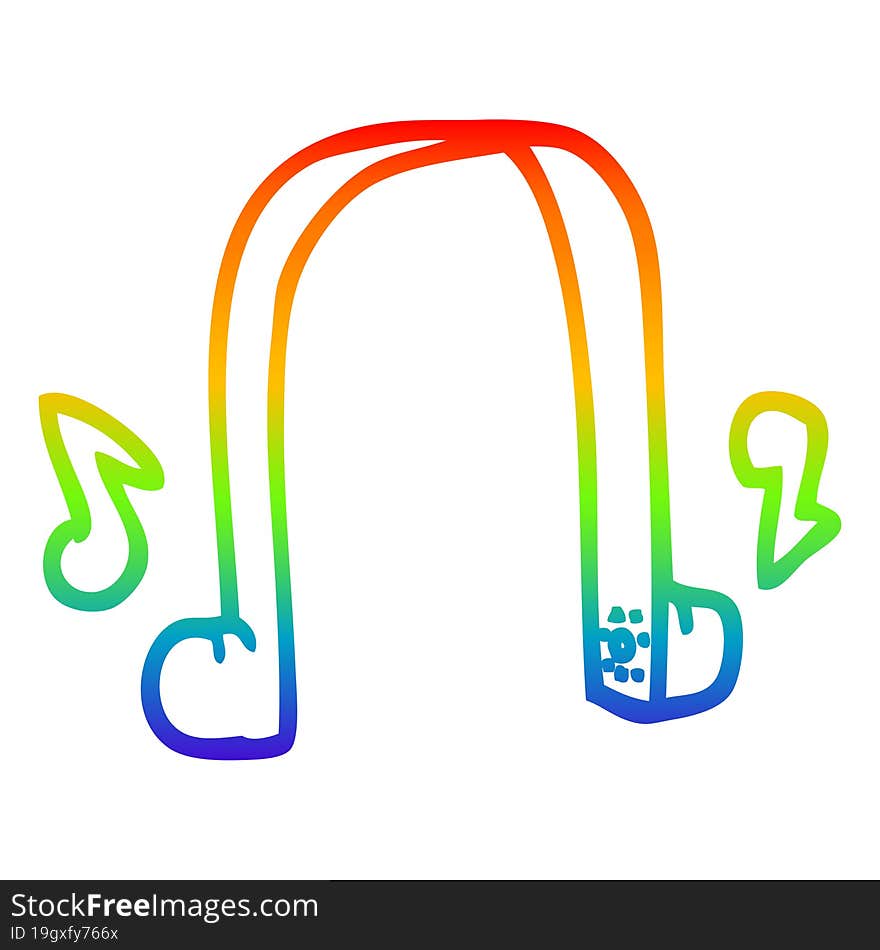 Rainbow Gradient Line Drawing Cartoon Modern Headphones