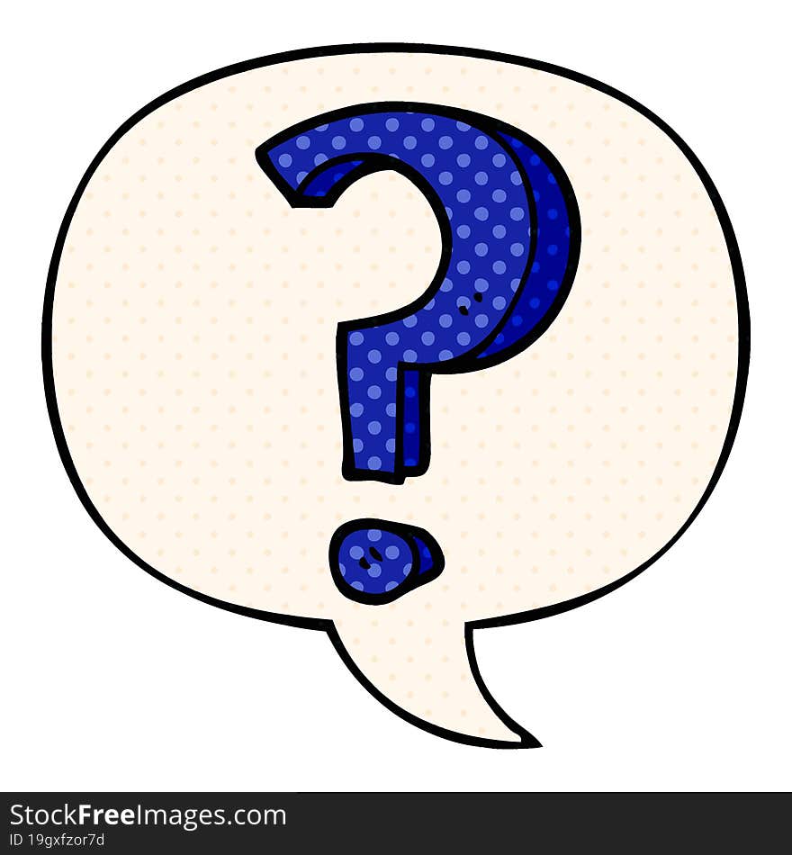 cartoon question mark and speech bubble in comic book style