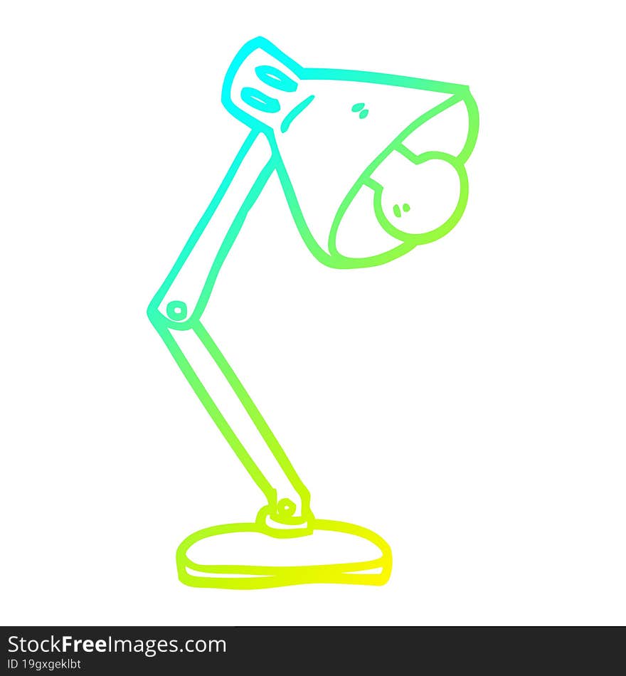 cold gradient line drawing of a cartoon office lamp