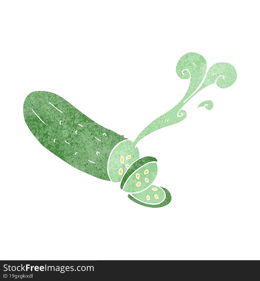 retro cartoon sliced cucumber