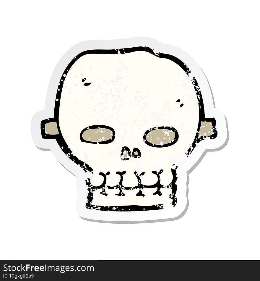 Retro Distressed Sticker Of A Cartoon Spooky Skull Mask