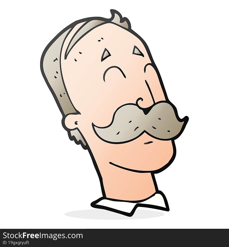 Cartoon Ageing Man With Mustache