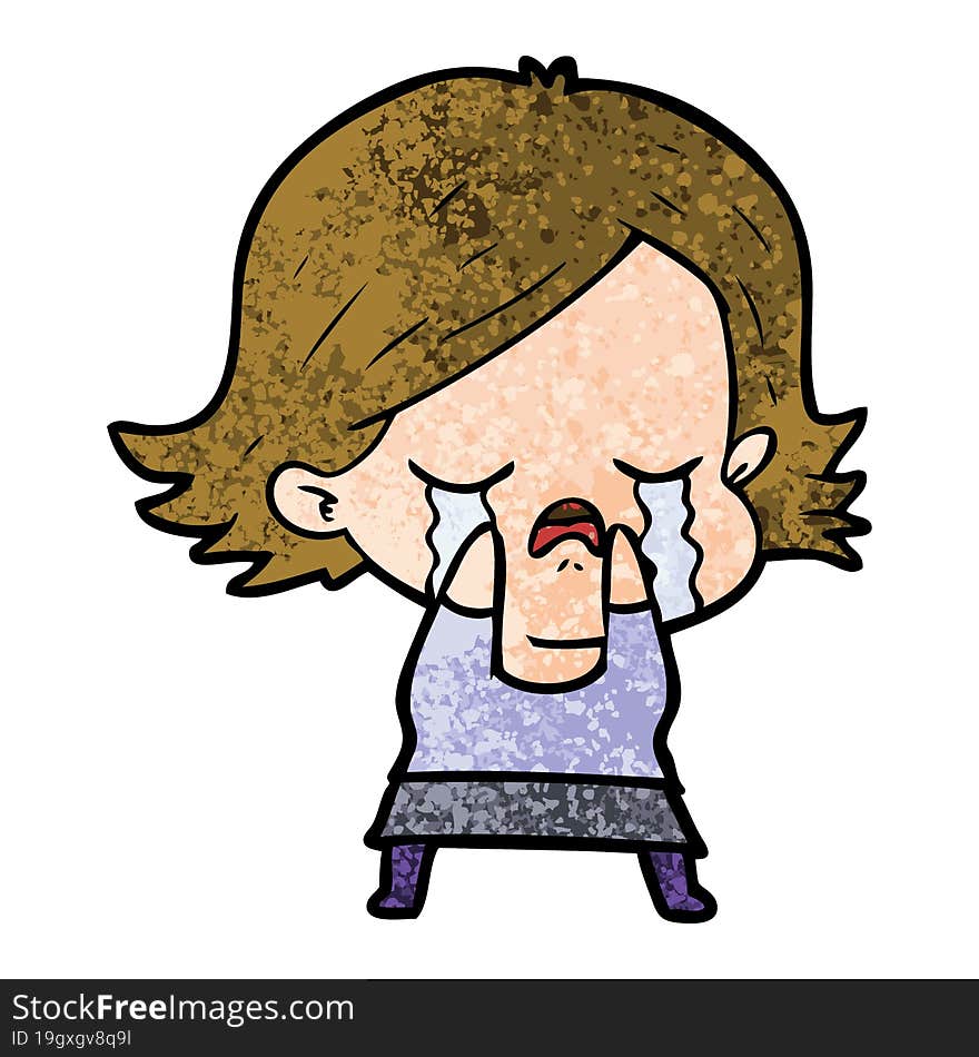 cartoon girl crying. cartoon girl crying