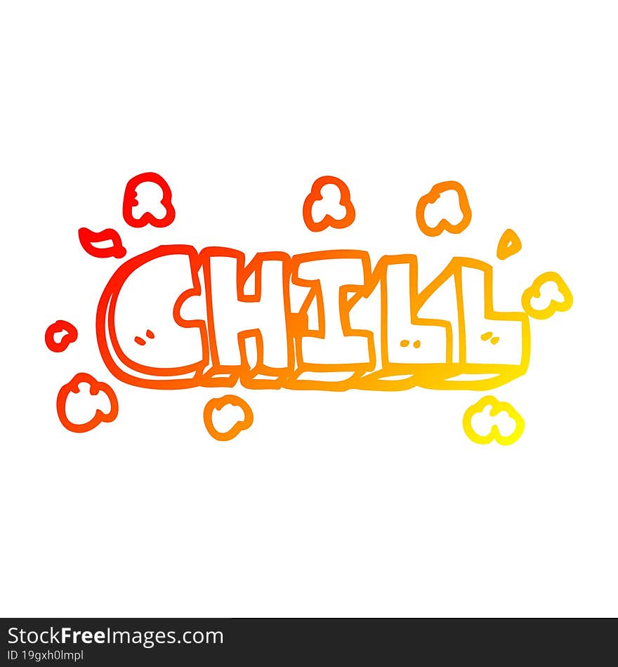 warm gradient line drawing of a cartoon chill sign