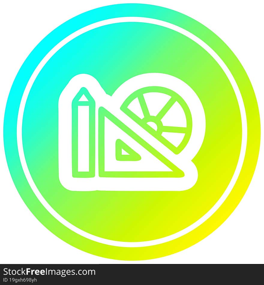 math equipment circular in cold gradient spectrum