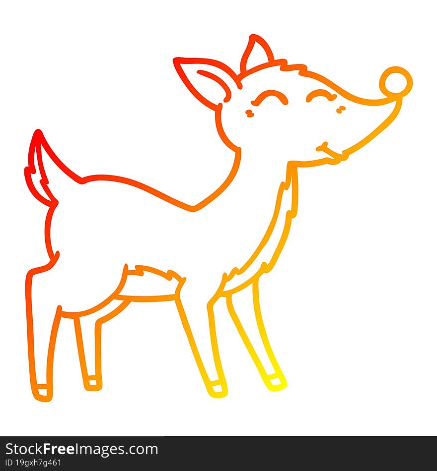 warm gradient line drawing of a cartoon deer