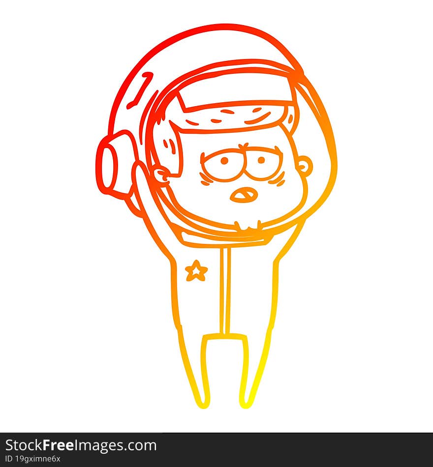 warm gradient line drawing cartoon tired astronaut