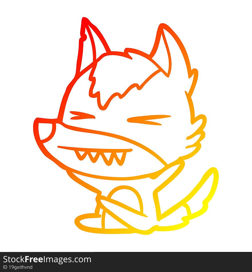 warm gradient line drawing angry wolf cartoon