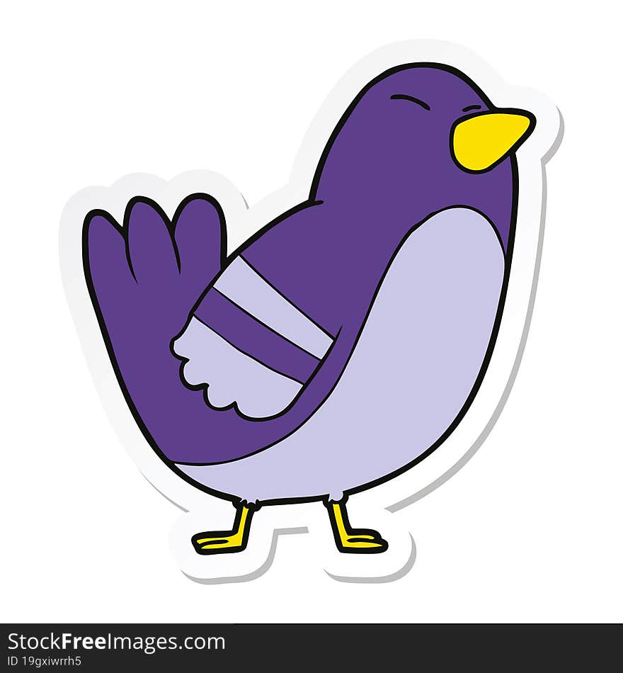 Sticker Of A Cartoon Bird