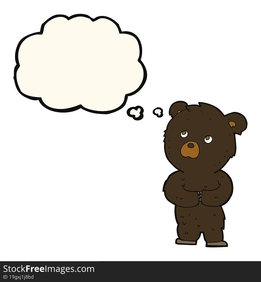 Cartoon Black Bear Cub With Thought Bubble