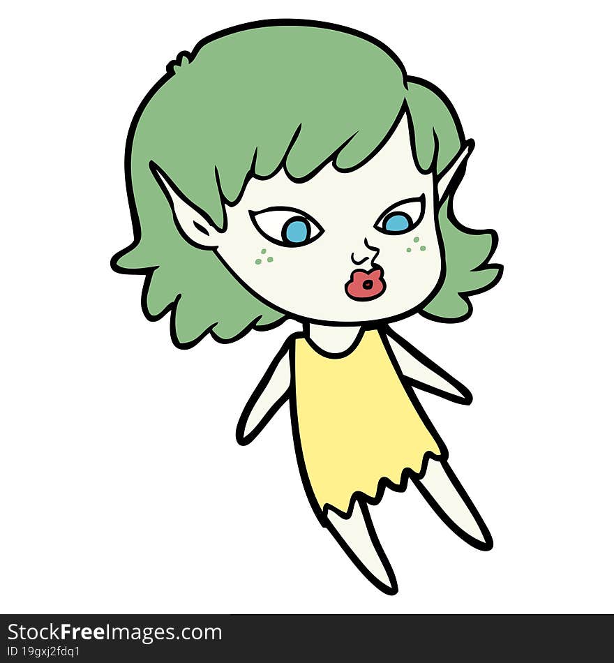 pretty cartoon elf girl. pretty cartoon elf girl